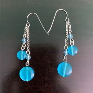 blue bead drop earrings